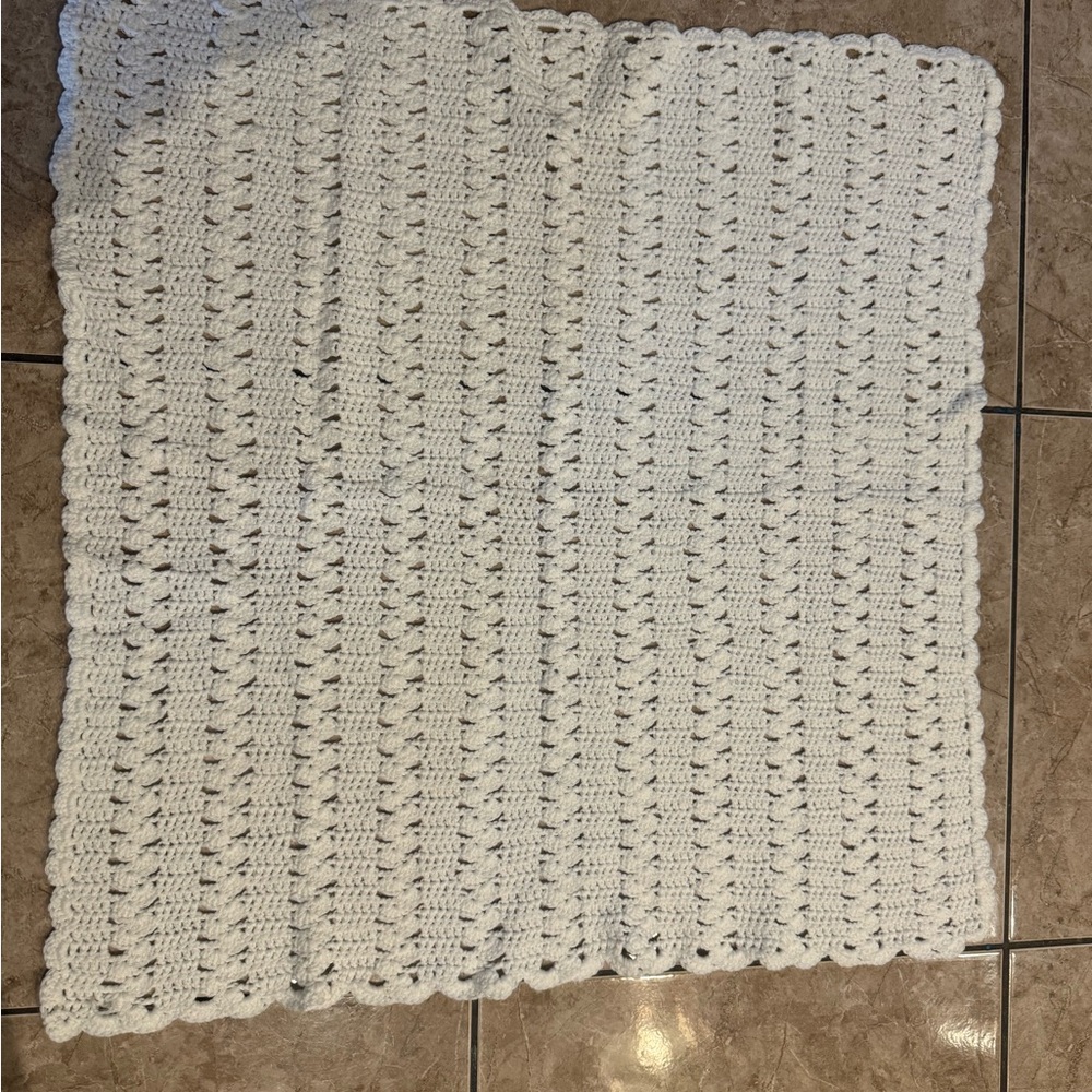 Handcrafted Vintage White Crochet Blanket